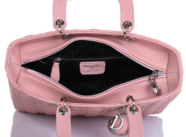 replica jumbo lady dior lambskin leather bag 6322 pink with silver hardware